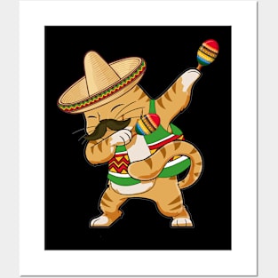 Dabbing Cat Cinco De Mayo Posters and Art